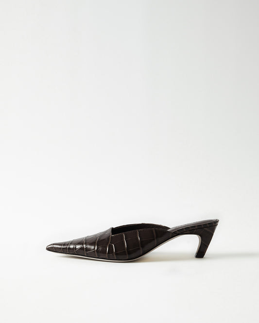 Mathilde Mule Leather Emboss Croc Black