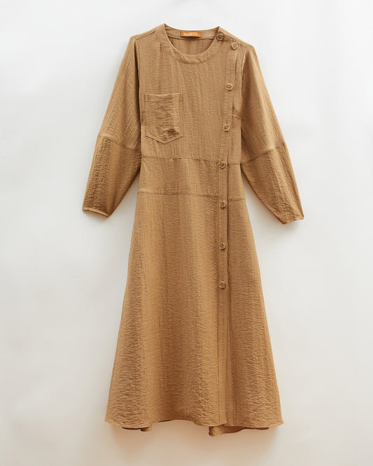 Michaela Dress Viscose Linen Blend Caramel