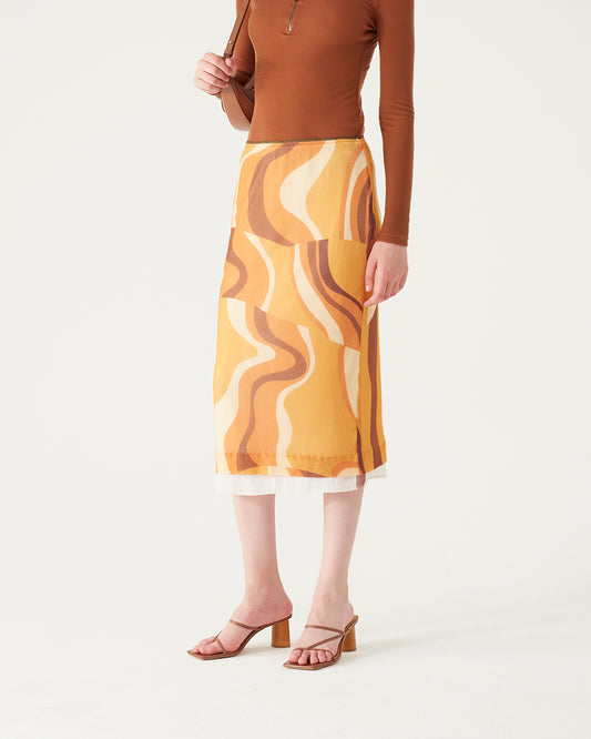 Mirren Skirt Tencel Print Orange