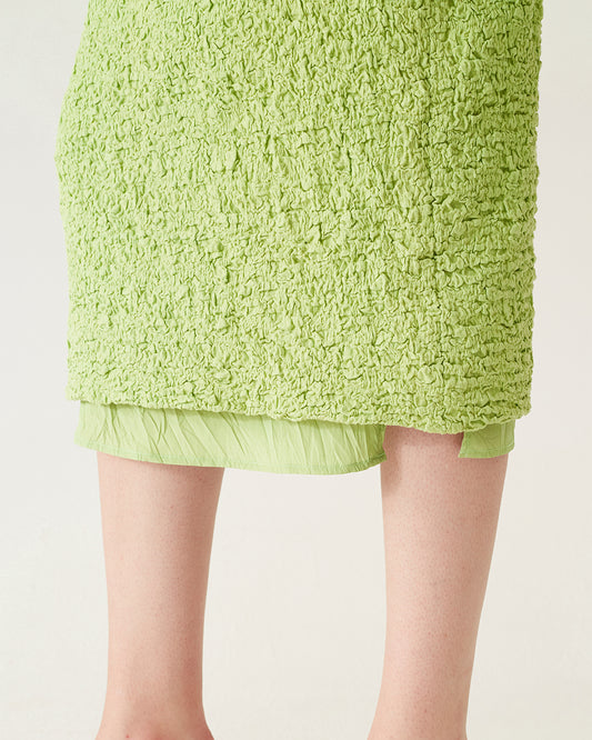 Mirren Skirt Cotton Blend Seersucker Acid Green