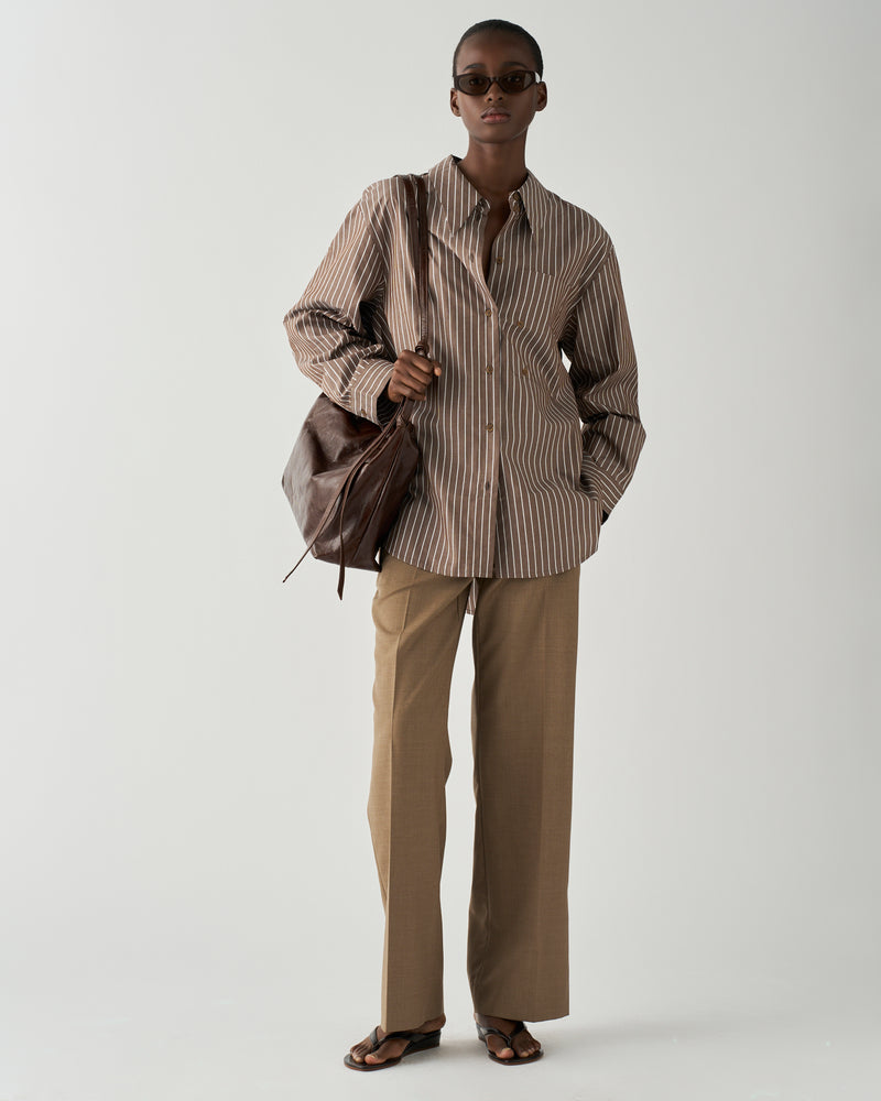 Ellis Shirt Cotton Stripe Brown