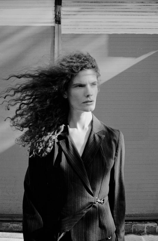 Sylvia Jacket Wool Suiting Stripe Grey