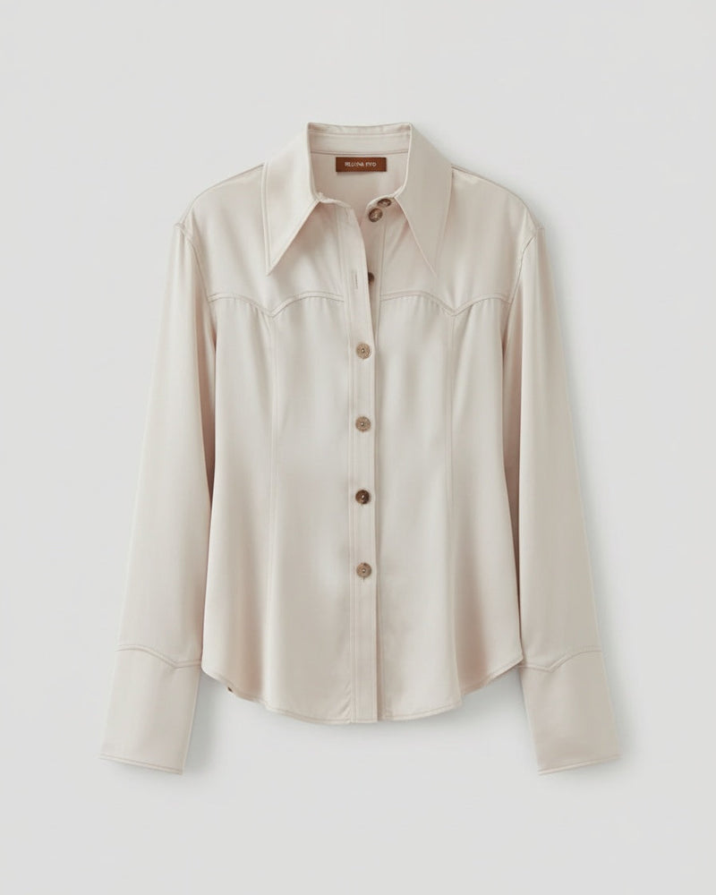 Camilla Shirt Satin Viscose Parchment